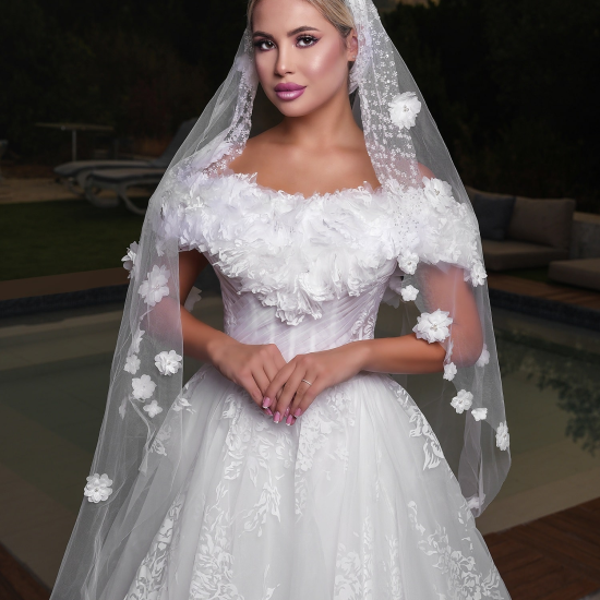 Off-the-Shoulder Mikado Trumpet Wedding Dress