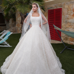 Shimmer Lace Sleeve Applique Wedding Dress